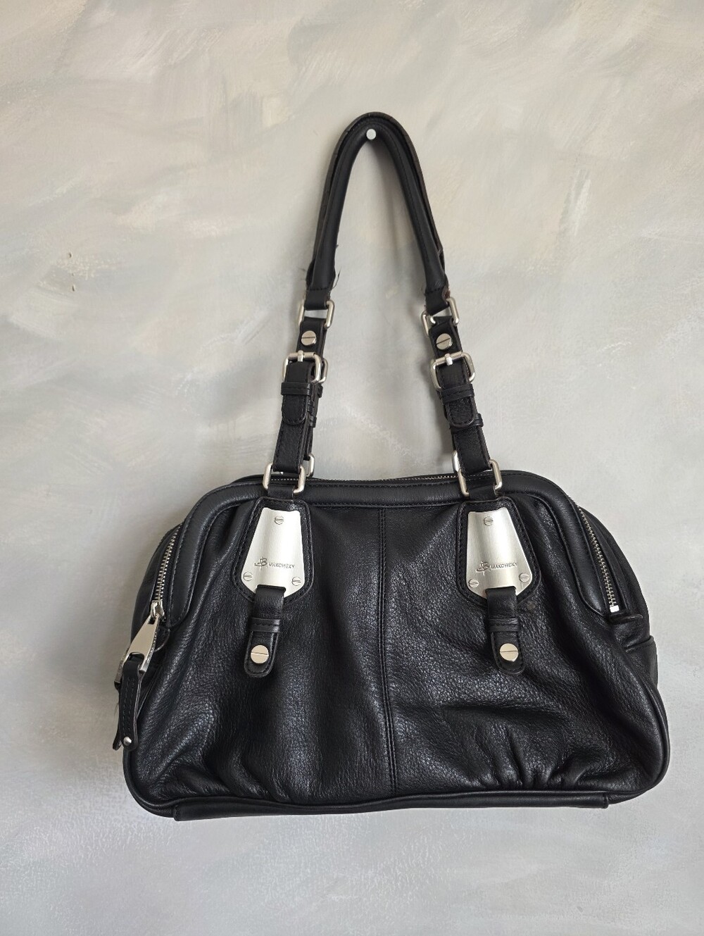 Y2K B Makowsky Black Leather Slouchy Shoulder Bag Satchel Indie Sleaze Whimsigot